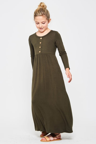 Girls Maxi Dress with Button Detail ...